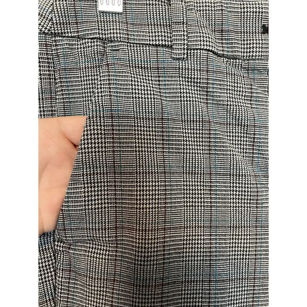 Loft Trouser Pants Work Office High Waist Skinny Plaid Comfort Size 8 Stretch